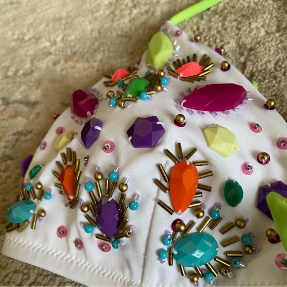 Victoria's Secret NWT Bikini Top Triangle Revealing Embellished Tie Back: Large - Picture 2 of 8